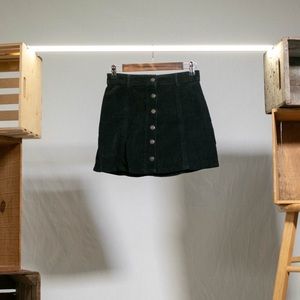 Black Buttoned Corduroy Mini Skirt